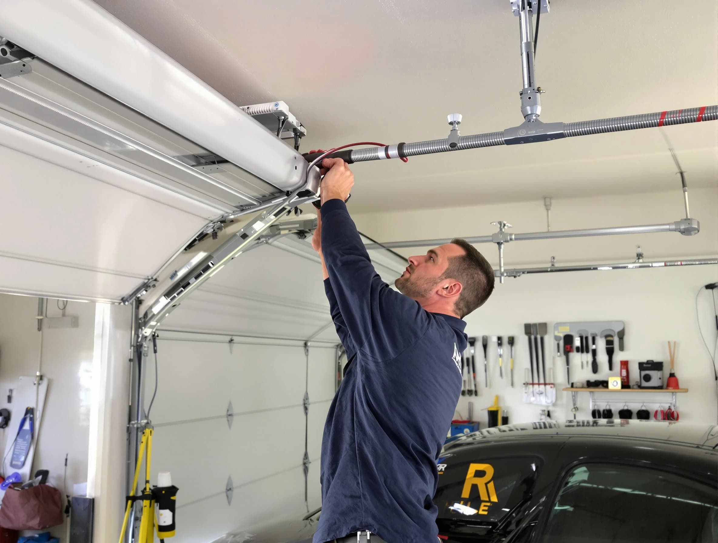 Marietta Garage Door Repair technician performing garage door cable repair in Marietta