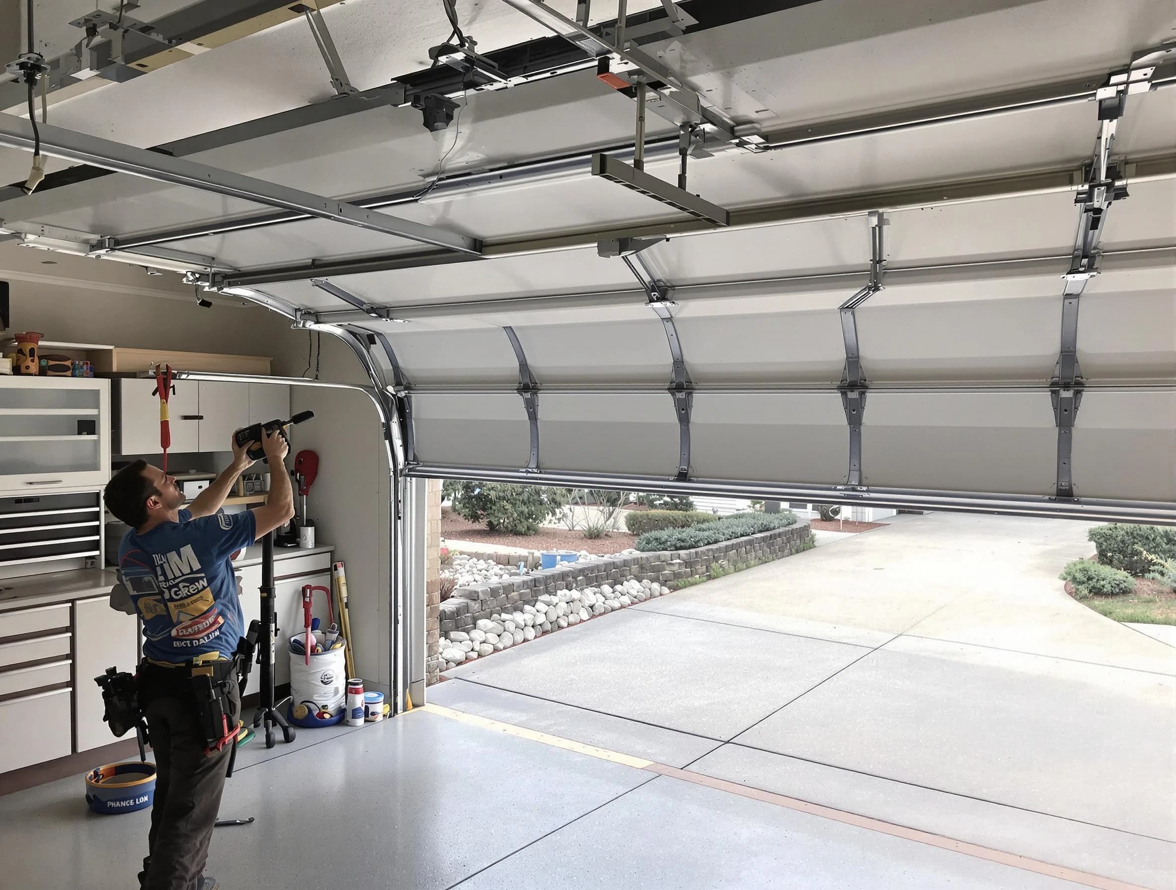 Garage door track repair service by Marietta Garage Door Repair in Marietta