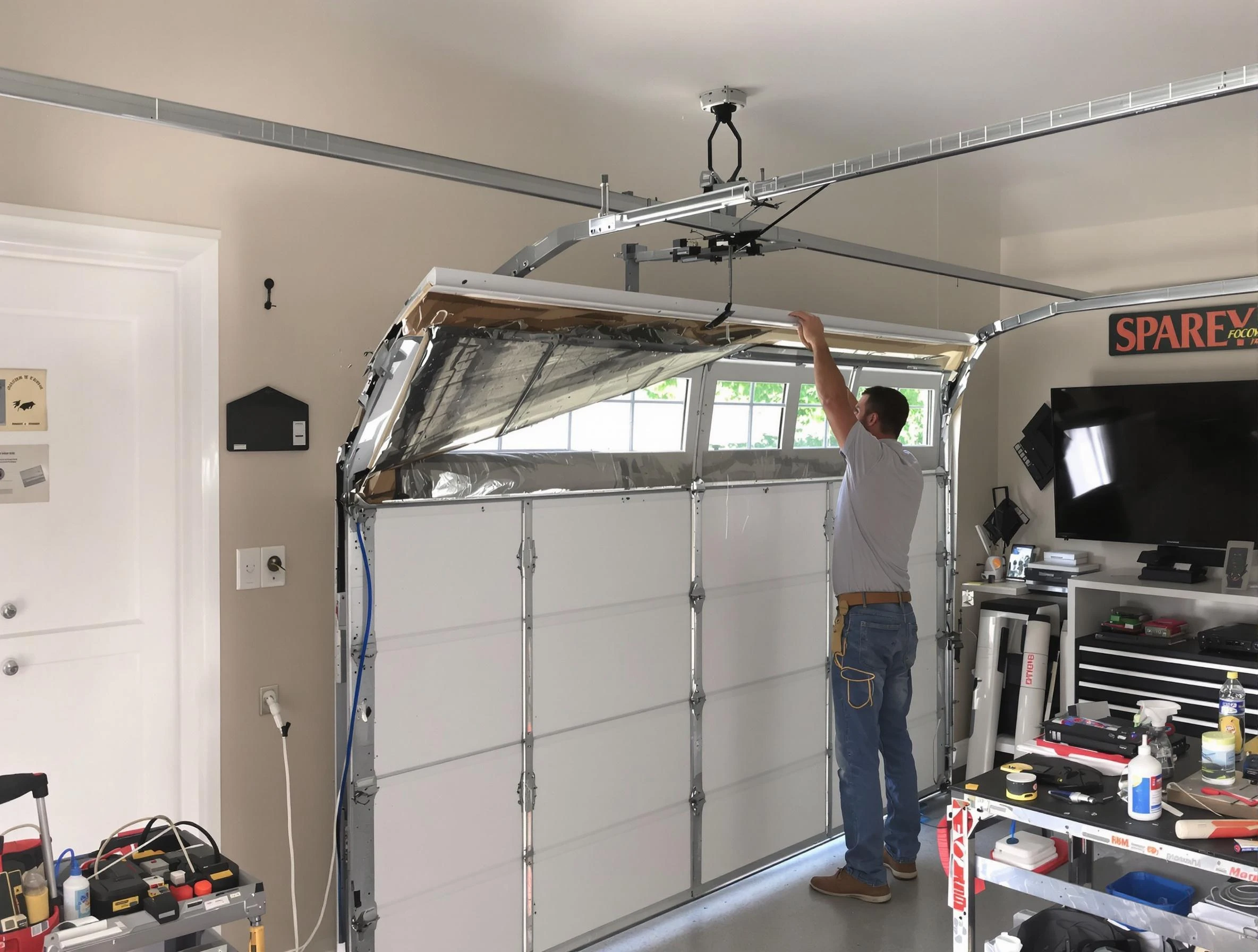 Garage door section replacement by Marietta Garage Door Repair in Marietta