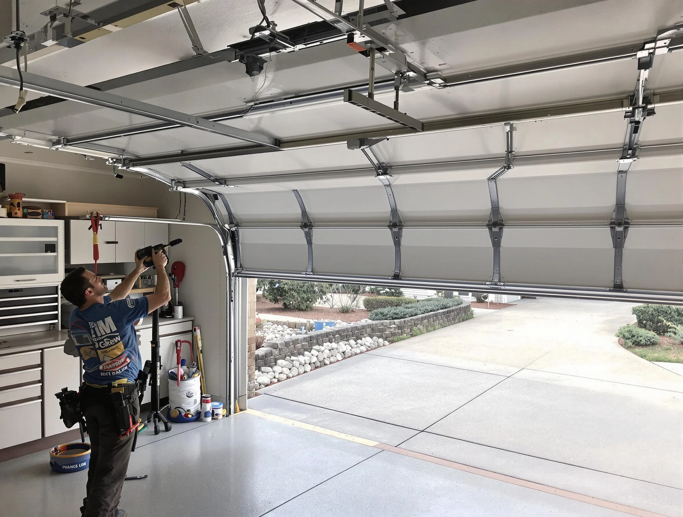 Garage door track repair service by Marietta Garage Door Repair in Marietta